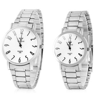 Yazole 299 Analog Quartz Watch with Steel Band for Couple (White) - Intl  