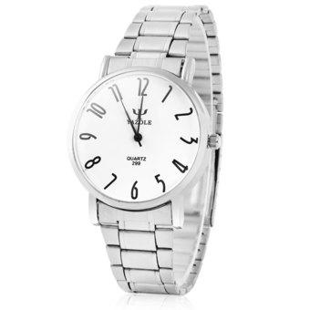 Yazole 299 Analog Quartz Watch with Steel Band for Men (White) (Intl)  