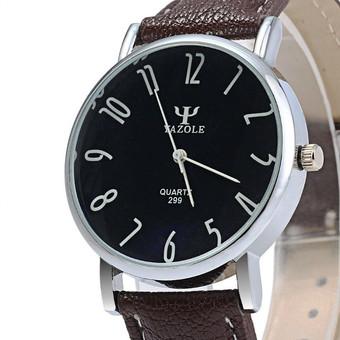 Yazole 299 Business Leather Band Quartz Watch Brown (Intl)  