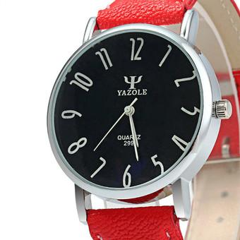 Yazole 299 Business Leather Band Quartz Watch Red (Intl)  