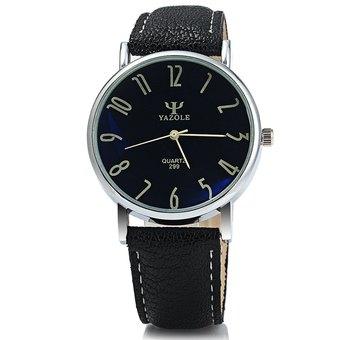 Yazole 299 Business Quartz Watch with Leather Band for Men (BLACK) (Intl)  
