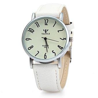Yazole 299 Business Quartz Watch with Leather Band for Men WHITE WHITE (Intl)  