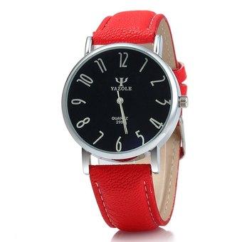 Yazole 299 Business Quartz Watch with Leather Band for Men BALCK RED (Intl)  