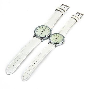 Yazole 299 Quartz Watch Couple Business WHITE Leather BandWHITE (Intl)  