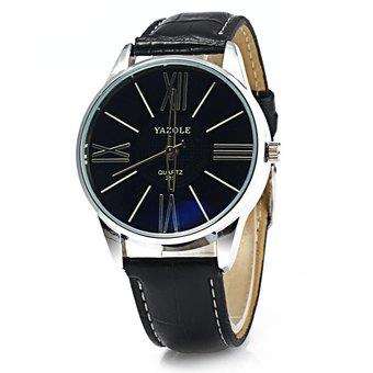 Yazole 315 Quartz Watch with Leather Band for Men (BLACK) - Intl  