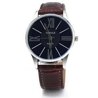 Yazole 315 Quartz Watch with Leather Band for Men BROWN (Intl)  