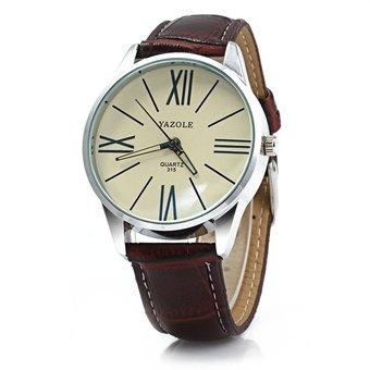 Yazole 315 Quartz Watch with Leather Band for Men (BROWN) - Intl  