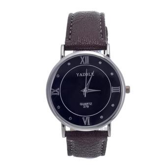 Yazole High-end Casual Classic Roman Numerals Watch (Black/Brown)- Intl  