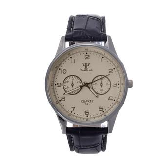 Yazole Men's Sport Analog Quartz Wrist Leather Watch (White/Black)- Intl  