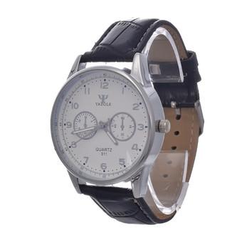 Yazole Men's Sport Analog Quartz Wrist Leather Watch (White/Brown)- Intl  