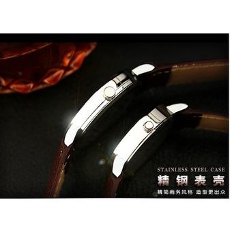 Yazole Men's Stainless Steel Leather Quartz Wrist Watch (White/Black)- Intl  