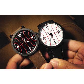 Yazole Stainless Steel Leather Band Analog Quartz Wrist Watch (Black)- Intl  