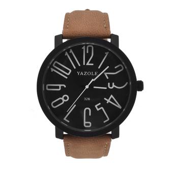 Yazole Stainless Steel Sport Analog Quartz Wrist Watch (Black+Brown)- Intl  