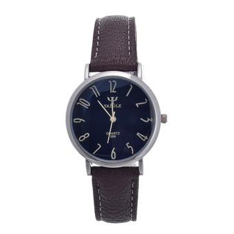 Yazole UNISEX Date Leather Stainless Steel Military Sport Quartz Wrist Watch (Black+Brown)- Intl  