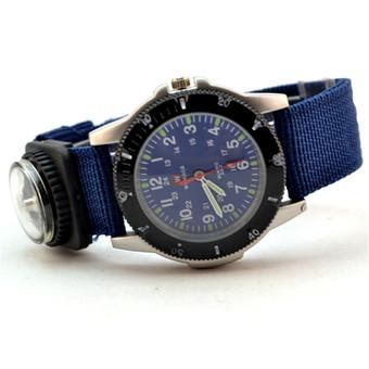 Yika Fabric Strap Outdoor decorative compass sport Quartz watch (Blue) (Intl)  