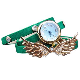 Yika Fashion Wing Bracelet Watch Quartz Movement Wrist Watch for Girl Women(Green) (Intl)  