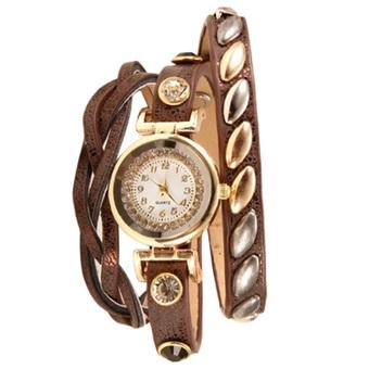 Yika Hot Fashion Beads Flower Chain Wrap Necklace Bracelet Quartz Wristwatches Women Dress Watches (Coffee) (Intl)  