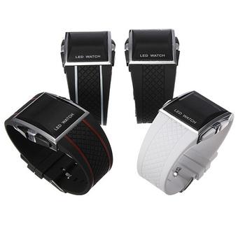 Yika LED Digital Mens Sport Quartz Rubber Wrist Watch Bracelet (Black) (Intl)  