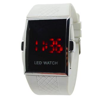 Yika LED Digital Mens Sport Quartz Rubber Wrist Watch Bracelet (White) (Intl)  