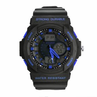 Yika Luxury Sport Quartz Wrist Men Mens Analog Digital #S Waterproof Military (Black+Blue) (Intl)  