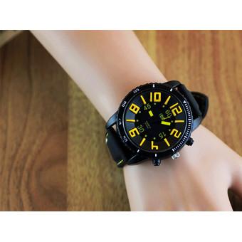 Yika Men's 3D Word Stainless Steel Wrist Watch (Yellow) (Intl)  