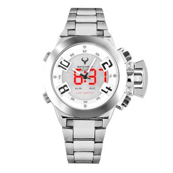 Yika Military Analog Quartz Sports Stainless Steel Watch (Silver+White) - Intl  