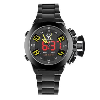 Yika Military Analog Quartz Sports Stainless Steel Watch (Black+Yellow) - Intl  