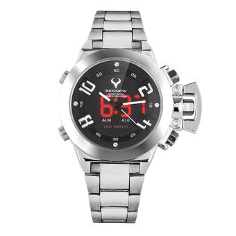 Yika Military Analog Quartz Sports Stainless Steel Watch (Silver+Black) - Intl  