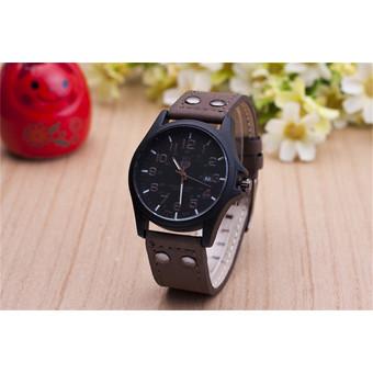 Yika Military Stainless Steel Analog Date Sport Quartz Wrist Watch (Black+Brown) (Intl)  
