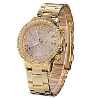 Yika New Fashion Casual Watch for Women's Wristwatch Crystal Hours Steel Case Ladies Quartz(Gold) (Intl)  