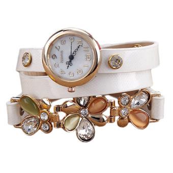 Yika New Fashion Women's Flower Sling Chain Watch Wrap Circle Button Wristwatch(White) (Intl)  