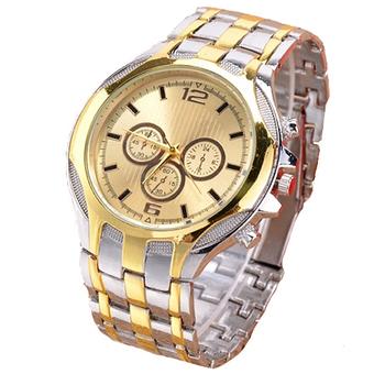 Yika New Men's Fashion Sport Business Stainless Steel Belt Quartz Watch Wristwatches(Gold) (Intl)  