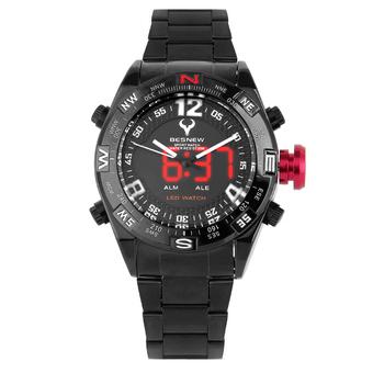 Yika Sports Stainless Steel Digital LED Military Quartz Wrist Watch (Black) - Intl  