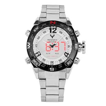 Yika Sports Stainless Steel Digital LED Military Quartz Wrist Watch (Silver+White) - Intl  