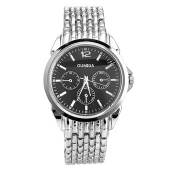 Yika Stainless Steel Analog Quartz Wrist Watch (Silver Black) (Intl)  
