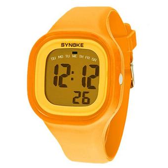 Yika Waterproof women men LED Digital Sports Watches Silicone Sport Quartz Wrist watches (Yellow) (Intl)  