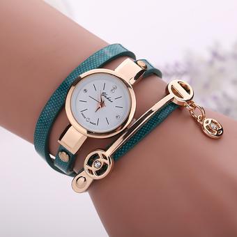 Yika Women's men Fashion Ladies Faux Leather Rhinestone Analog Quartz Wrist Watches (Sky Blue) (Intl)  