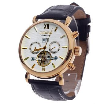 ZUNCLE Double-Side Automatic Mechanical Men's Wrist Watch w/ Calendar(Golden)  