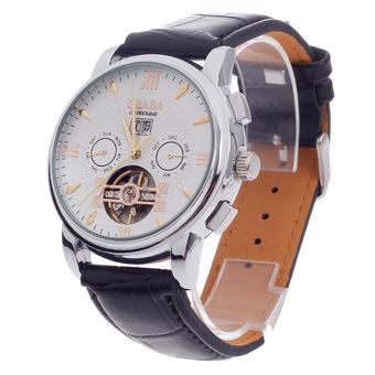 ZUNCLE Double-Sided Hollow out Automatic Analog Men's Wrist Watch w/ Calendar(White)  
