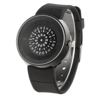 ZUNCLE Fashion Simple PU Leather Strap Couple Quartz Watches - Black  