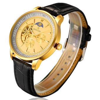 ZUNCLE Men Leather Band Business Wrist Watch(Gold)  