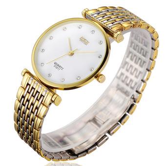 ZUNCLE Men Middle Golden Stainless Steel Band Ultra-thin Business Wrist Watch(White)  
