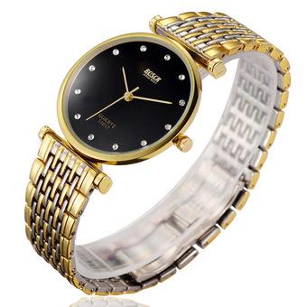 ZUNCLE Men Middle Golden Stainless Steel Band Ultra-thin Business Wrist Watch(Black)  