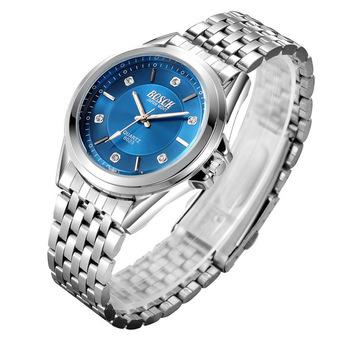ZUNCLE Men Silver Blue Light Stainless Steel Band Business Wrist Watch(Black)  