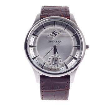 ZUNCLE Rhinestone Decoration Men's Head Layer Cowhide Band Quartz Wrist Watch w/ Date Display(Brown)  