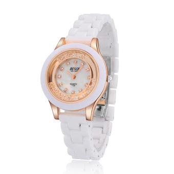 ZUNCLE Swiss luxury diamond ladies fashion wild Peony Ceramic Waterproof Quartz Watches(White)  
