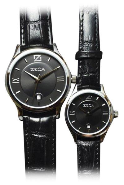 Zeca - 312ML SS Black- Jam Tangan Couple- Strap Leather - Hitam-Silver