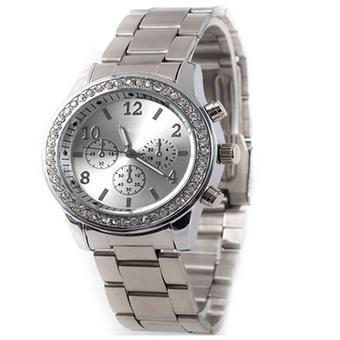diamond jam tanganes Perempuan wanita men unisex luxury stainless steel quartz jam tangan (Intl)  