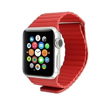 link bracelet For Apple Watch Leather Loop 38mm Adjustable Magnetic Closure strap For Apple Watch leather Band 38( Red) (Intl)  