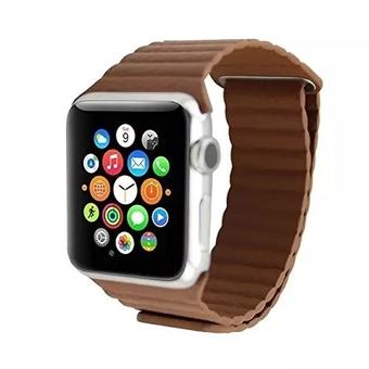 link bracelet For Apple Watch Leather Loop 38mm Adjustable Magnetic Closure strap For Apple Watch leather Band 38( Brown) - Intl  